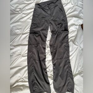 Wide-Leg Cargo Pants in Charcoal Gray
